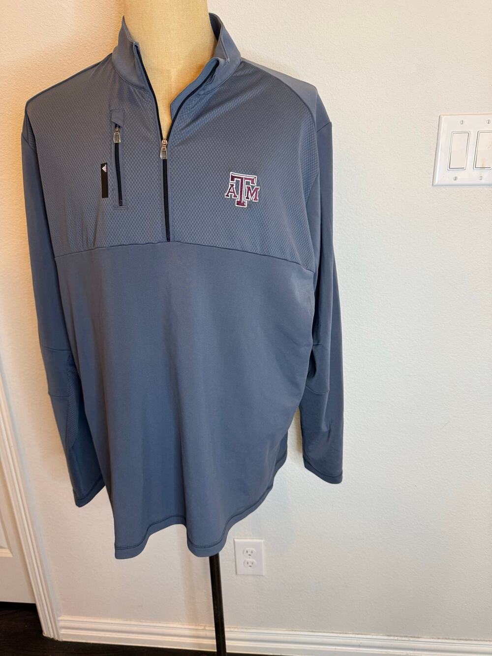 Texas A&M Adidas Climalite 1/4 Zip Pullover Jacket Top Shirt Men 2XL gameday